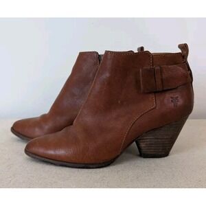 FRYE Reina Belt Booties Brown Leather Zip Up Ankle Boots Women's 6.5 M Western